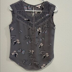Candie's Charcoal Butterfly Print Blouse
